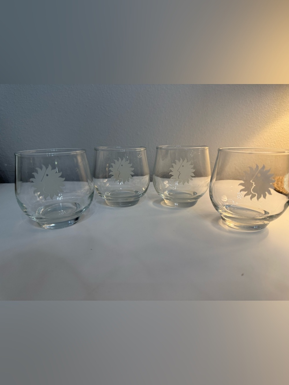National Airlines Sun King Logo Roly Poly Rocks Glasses Set 4 Vintage Celestial